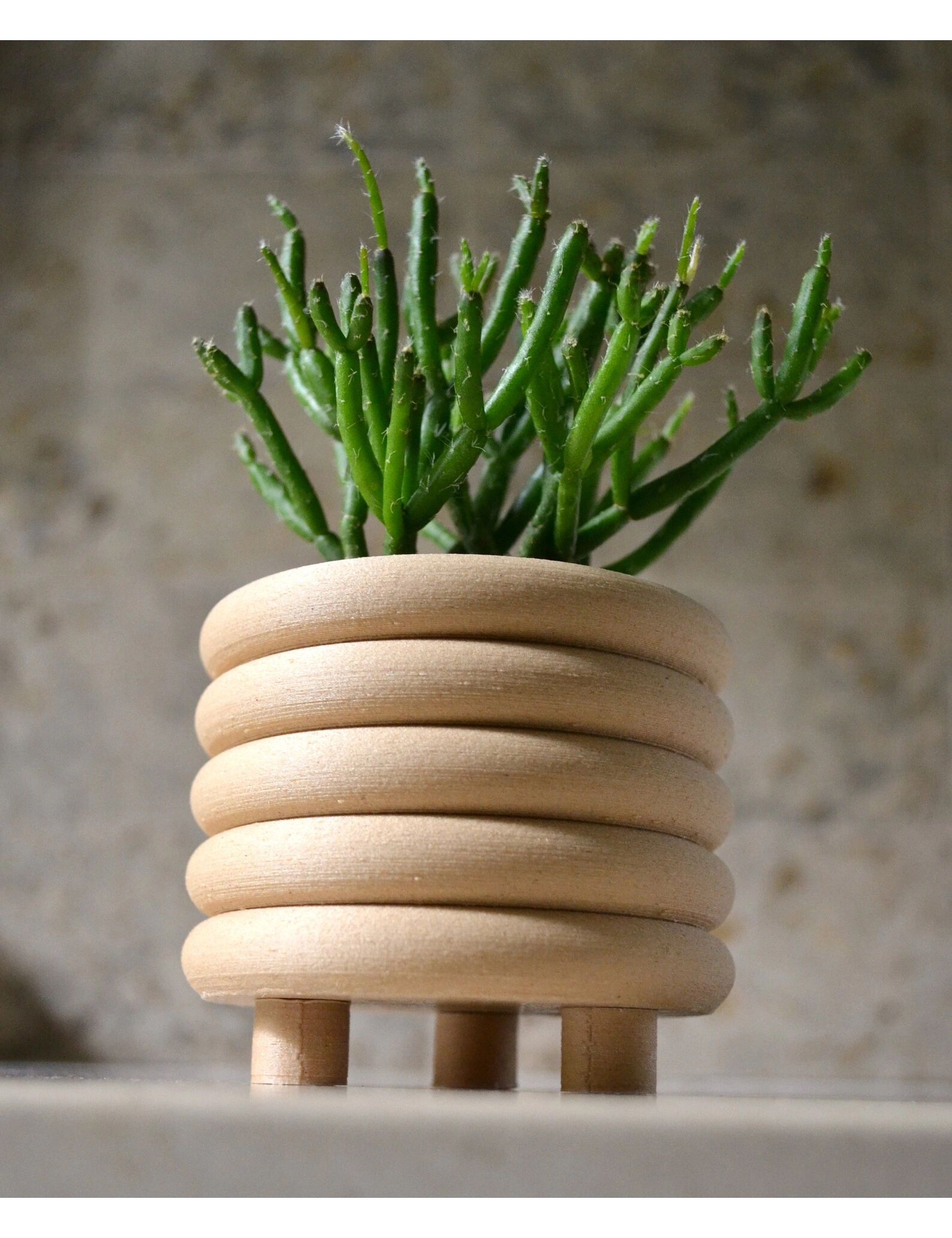 PR SR 3, Wood "Coiled Planter" – Mid Century Modern Indoor Pot, Matte Black Finish, Eco-Friendly Bioplastic, 3D Printed with Recycled Wood - Image 8