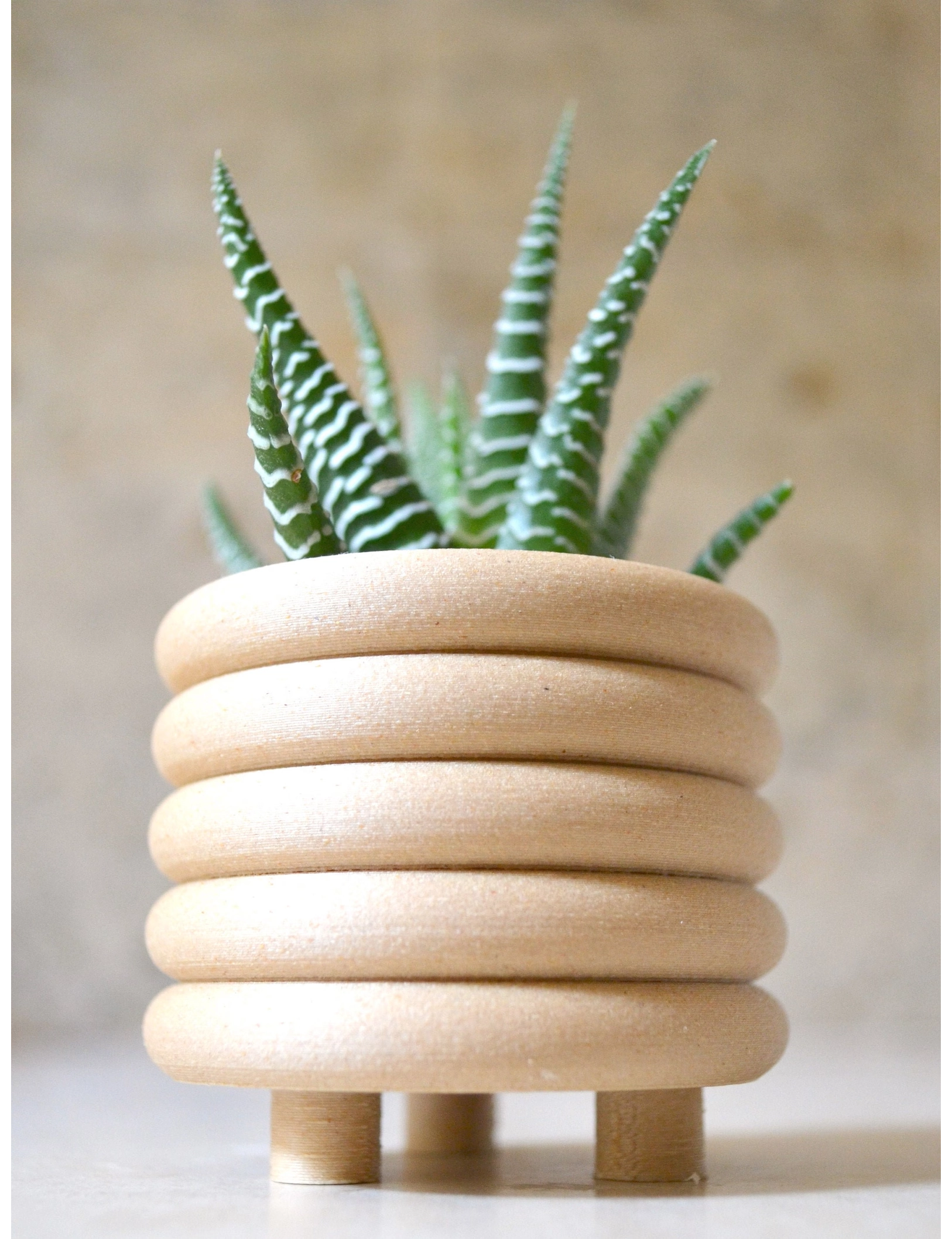 PR SR 3, Wood "Coiled Planter" – Mid Century Modern Indoor Pot, Matte Black Finish, Eco-Friendly Bioplastic, 3D Printed with Recycled Wood - Image 2