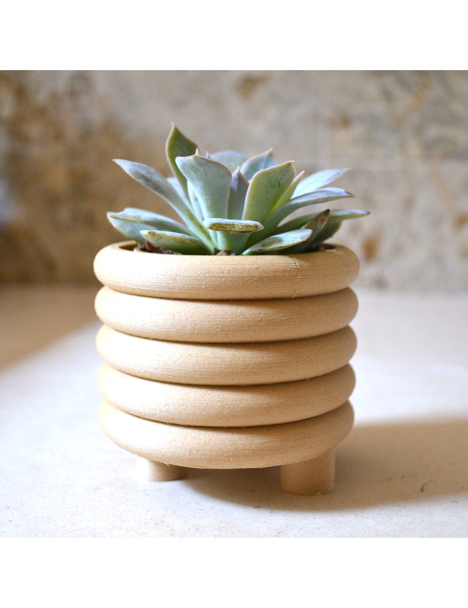 PR SR 3, Wood "Coiled Planter" – Mid Century Modern Indoor Pot, Matte Black Finish, Eco-Friendly Bioplastic, 3D Printed with Recycled Wood - Image 3