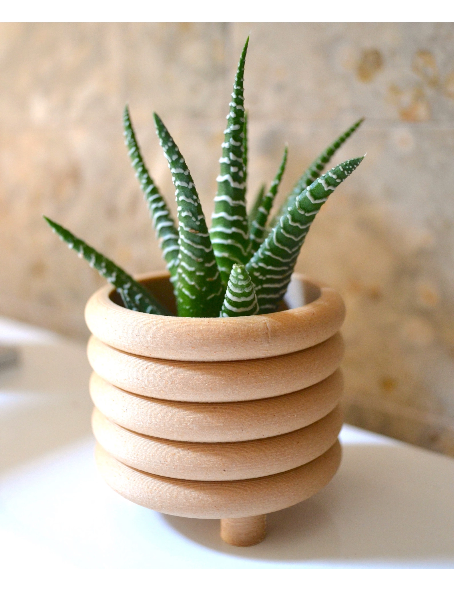 PR SR 3, Wood "Coiled Planter" – Mid Century Modern Indoor Pot, Matte Black Finish, Eco-Friendly Bioplastic, 3D Printed with Recycled Wood - Image 5