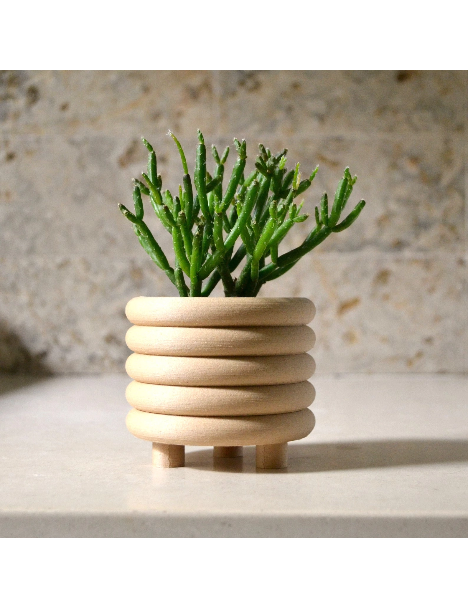 PR SR 3, Wood "Coiled Planter" – Mid Century Modern Indoor Pot, Matte Black Finish, Eco-Friendly Bioplastic, 3D Printed with Recycled Wood - Image 7