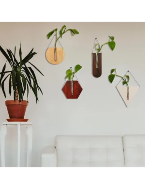 PR SR 30, Set of 4 Wooden Wall Planters – Indoor & Outdoor Hanging Vases by Krafted Kingdom
