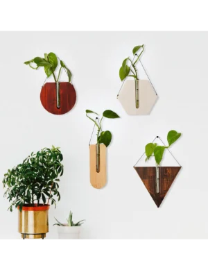 PR SR 37, Set of 4 Wooden Wall Planters – Indoor Plant Hanger Display by Krafted Kingdom