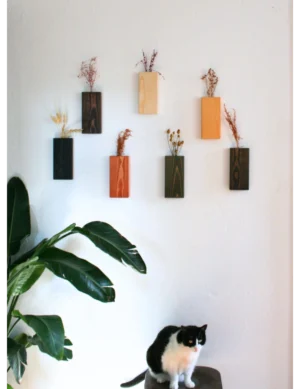 PR SR 45, Wooden Wall Plant Holder – Indoor Outdoor Planter with Glass Tube