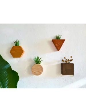 PR SR 47, Handmade Wooden Wall Planter Set – Set of 4 Indoor Hanging Vases – Housewarming Gift by Krafted Kingdom