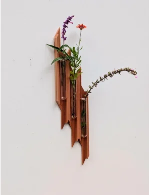 PR SR 54, Triple Redwood Wall Vase – Modern Propagation Station & Decorative Wall Planter