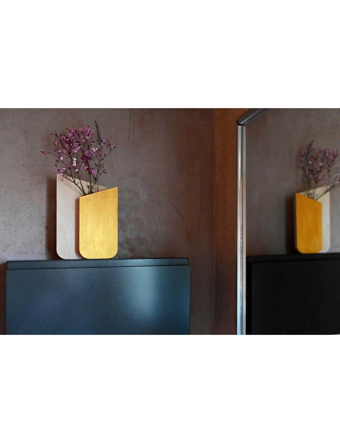 PR SR 61, Slim Geometric Wooden Vase – Dried Flower Holder - Image 4