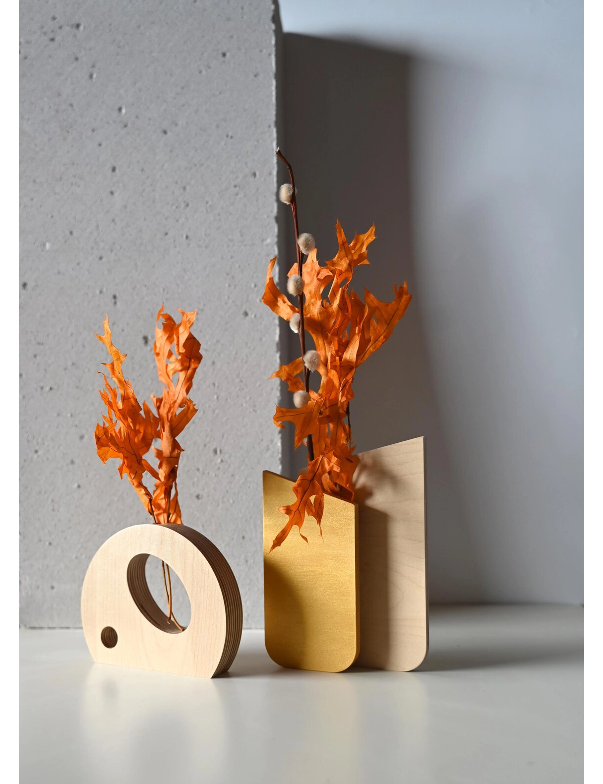 PR SR 61, Slim Geometric Wooden Vase – Dried Flower Holder - Image 6