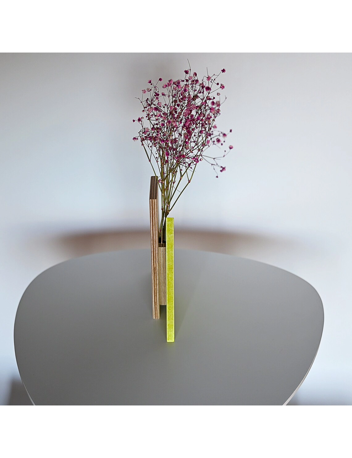 PR SR 62, Lime Acid Wooden Vase – Mid-Century Modern Geometric Decor – Handmade Dried Flower Holder - Image 3