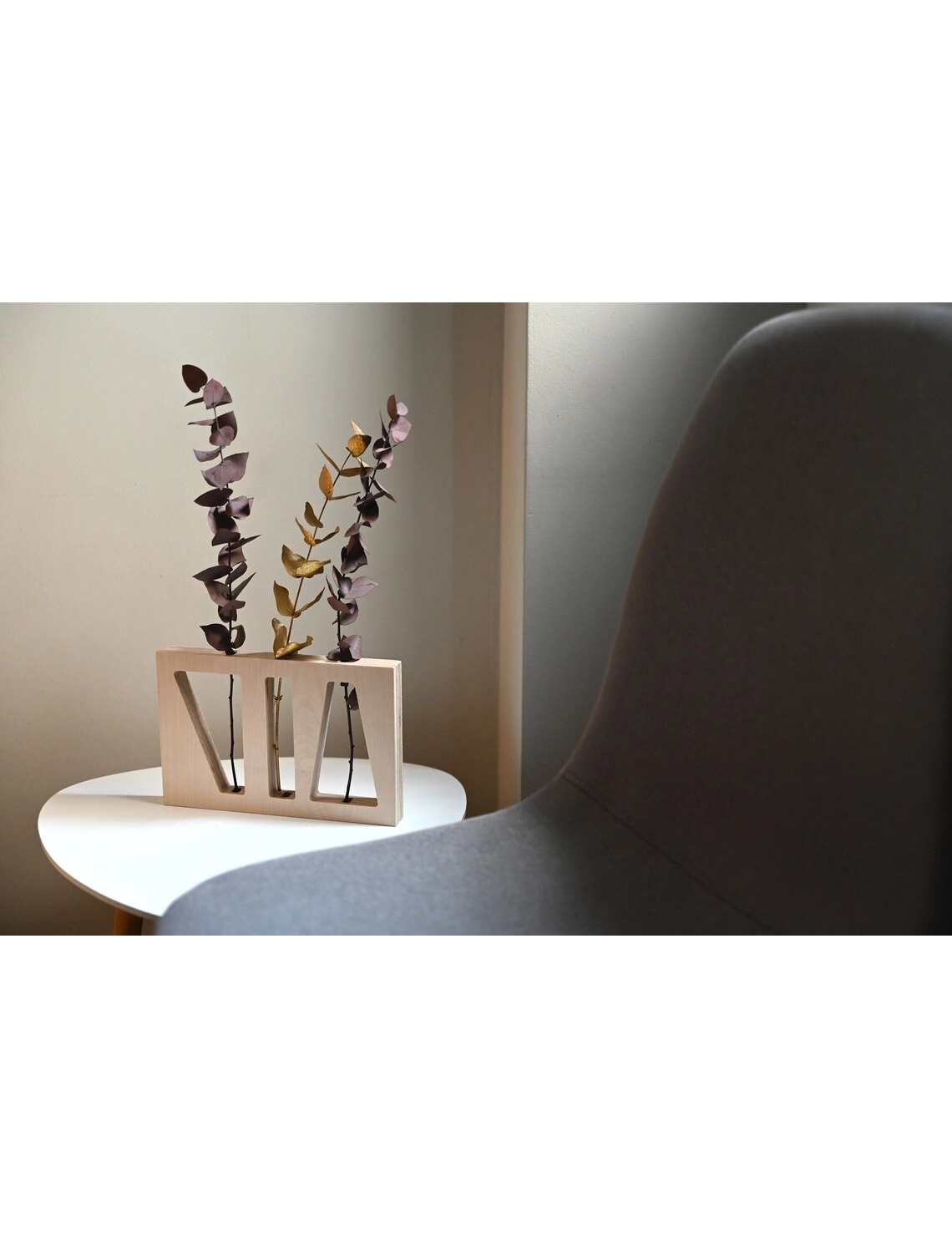 PR SR 70, Geometric Wood Vase – Dried Flower Bar for Mid-Century Table Decor - Image 3