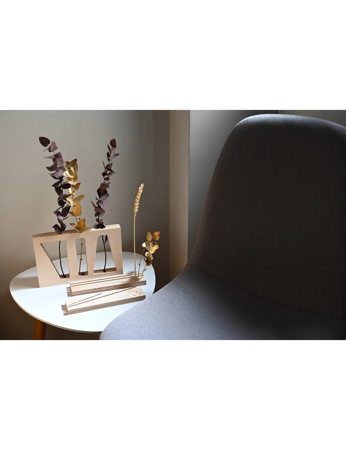 PR SR 70, Geometric Wood Vase – Dried Flower Bar for Mid-Century Table Decor - Image 4