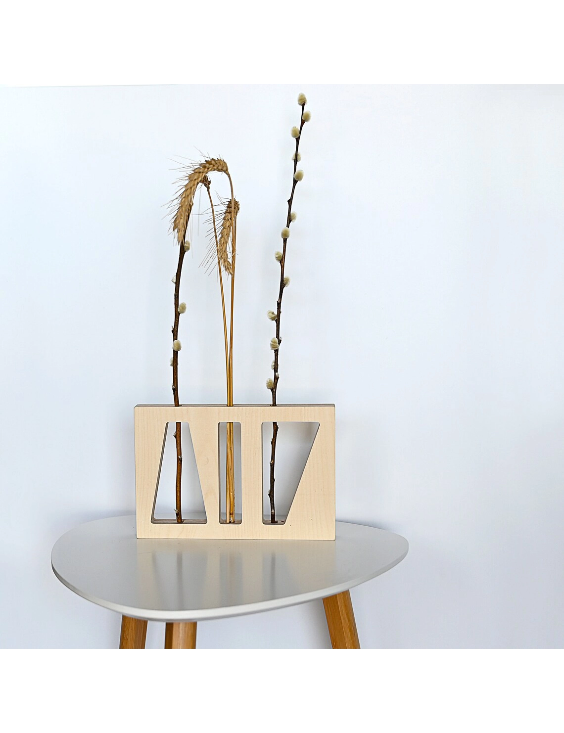 PR SR 70, Geometric Wood Vase – Dried Flower Bar for Mid-Century Table Decor - Image 5