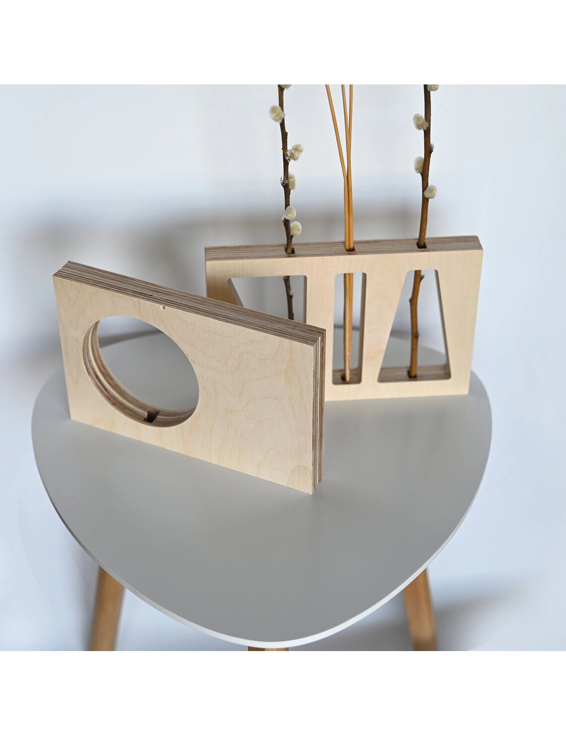 PR SR 70, Geometric Wood Vase – Dried Flower Bar for Mid-Century Table Decor - Image 7