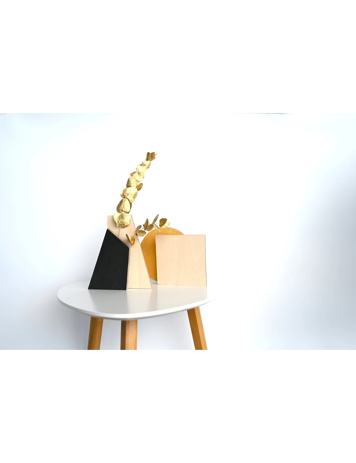 PR SR 72, Gold Geometric Wooden Bud Vase – Nordic Decor for Dried Flowers, Host Gift - Image 6