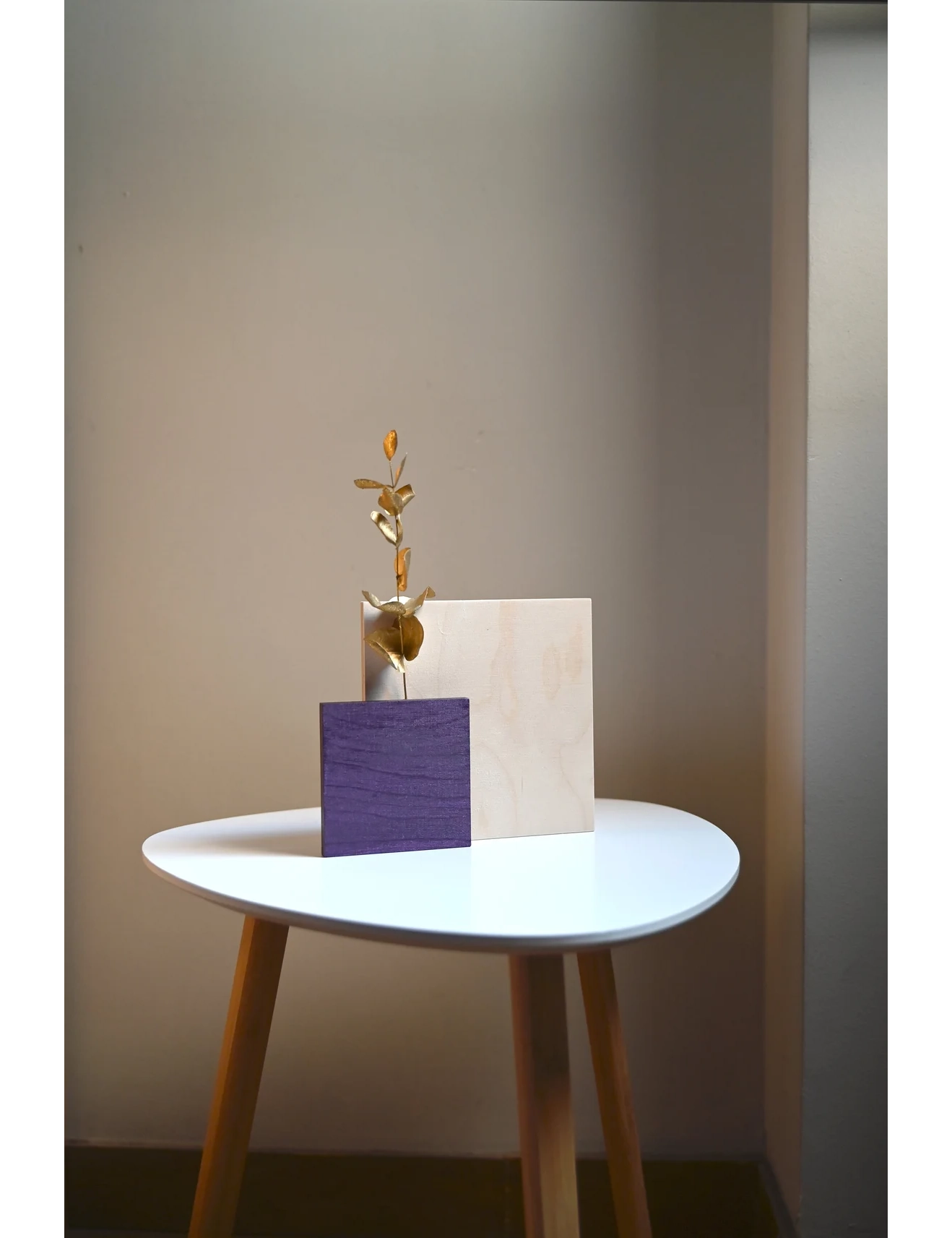 PR SR 73, Purple Wooden Geometric Vase – Slim Dried Flower Holder for Lavender Decor - Image 5