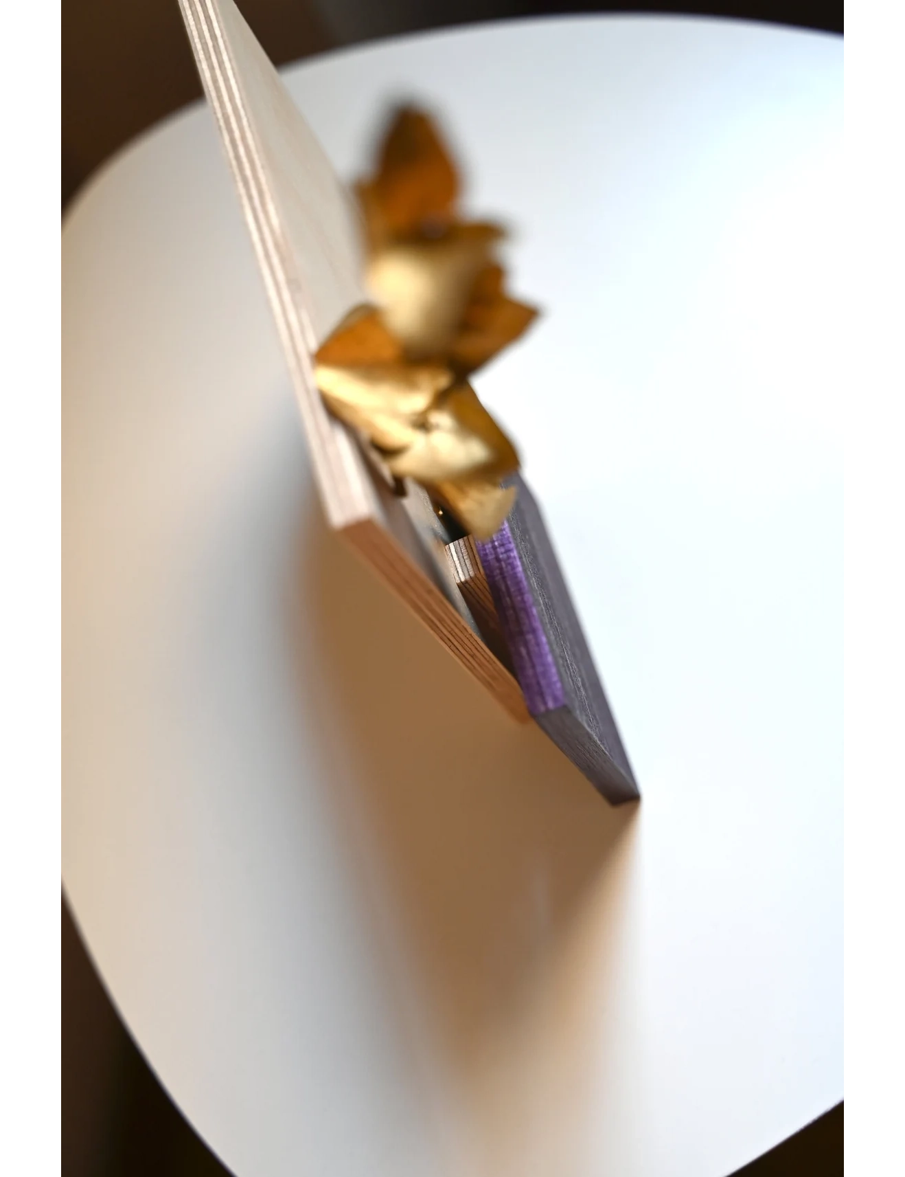 PR SR 73, Purple Wooden Geometric Vase – Slim Dried Flower Holder for Lavender Decor - Image 6