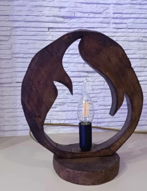 TL Sr 19, Wooden Table Lamp – Small Solid Wood Bedside Lamp, Minimal Tree Trunk Light for Home & Office Light Decor