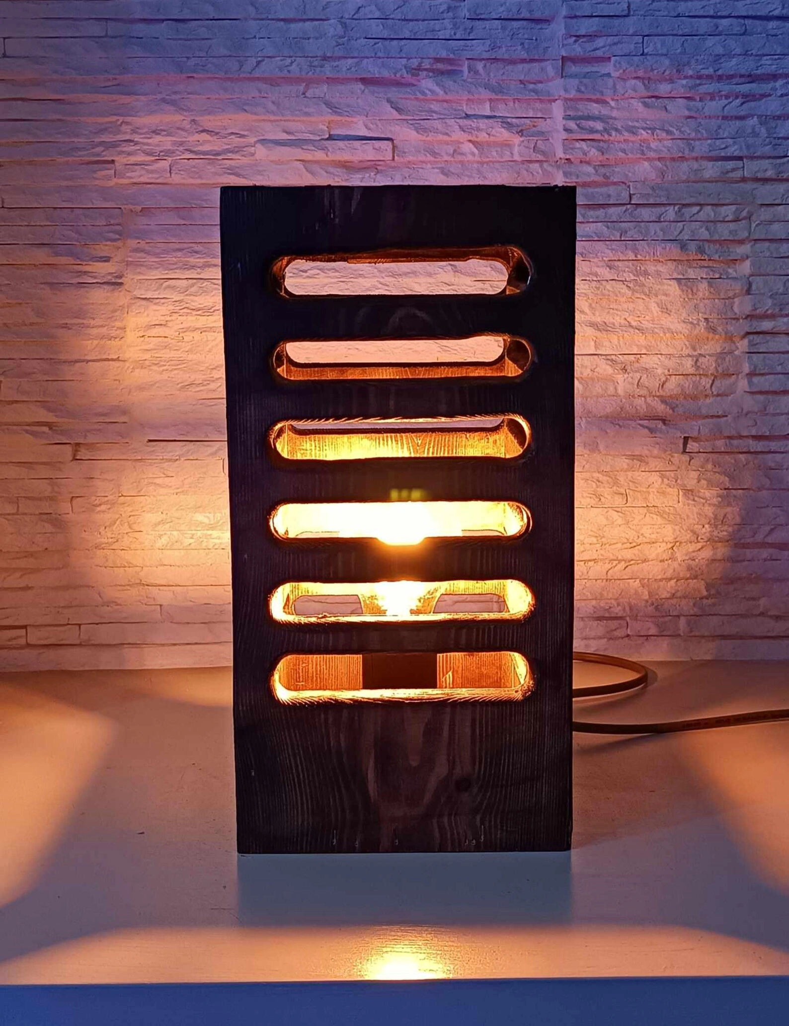 TL Sr no 20, Geometric Wooden Table Lamp – Small Solid Wood Bedside Light, Minimalist Decorative Lamp for Bedroom, Office, or Reading Nook - Image 3