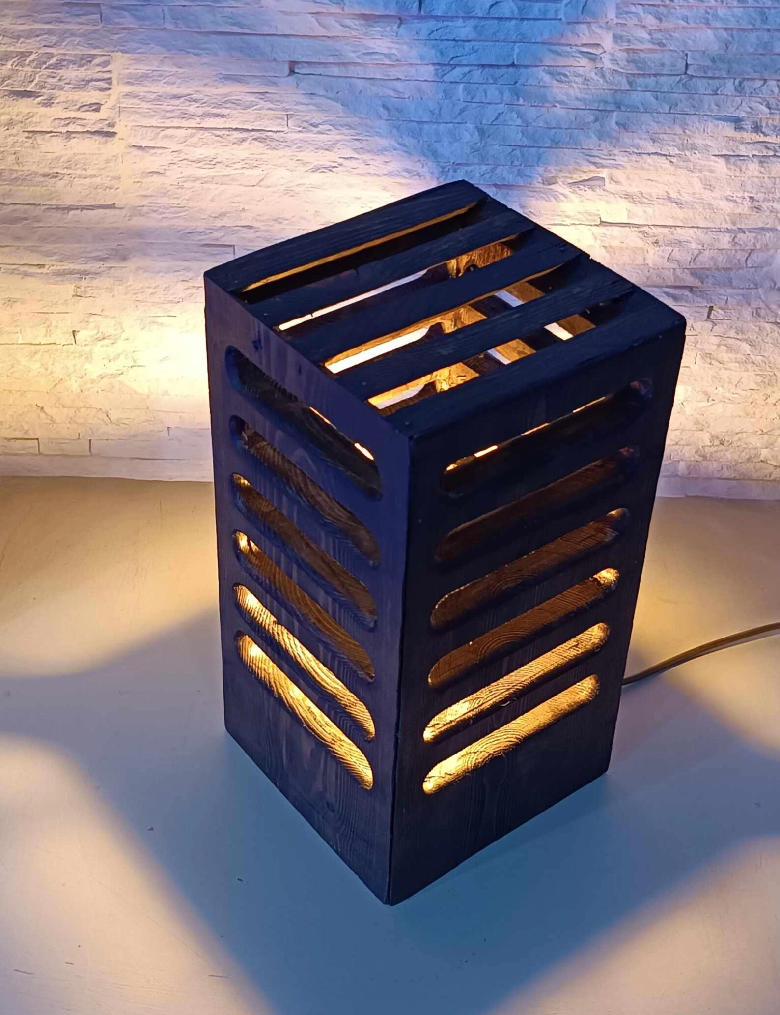 TL Sr no 20, Geometric Wooden Table Lamp – Small Solid Wood Bedside Light, Minimalist Decorative Lamp for Bedroom, Office, or Reading Nook - Image 4