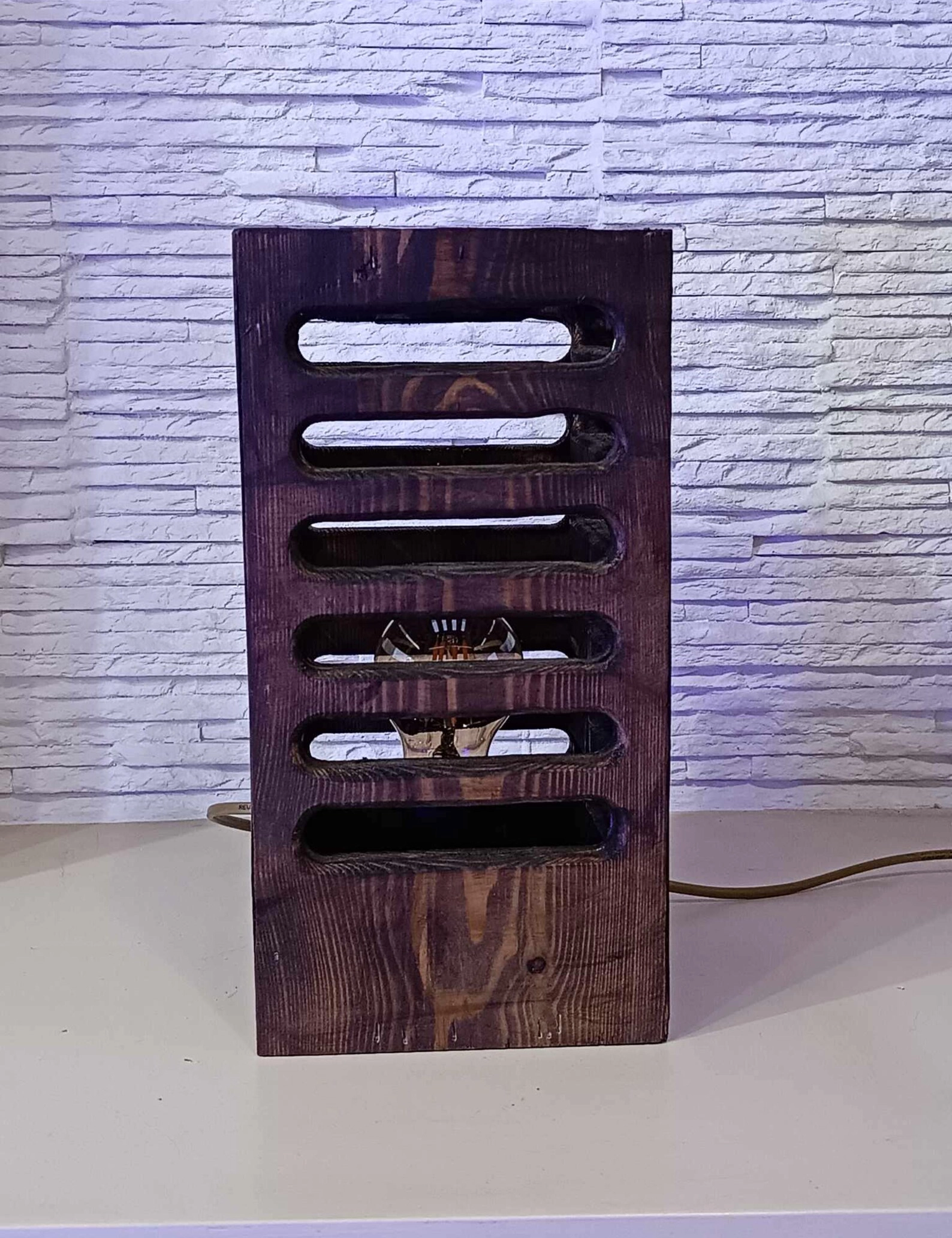 TL Sr no 20, Geometric Wooden Table Lamp – Small Solid Wood Bedside Light, Minimalist Decorative Lamp for Bedroom, Office, or Reading Nook - Image 6