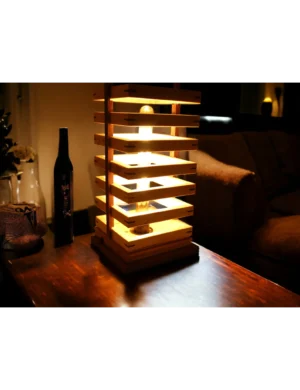 TL SR 4, Handmade Oak Bedside Lamp – Wooden Night Light for Bedroom, Living Room, or Office | Decorative Floor Lamp | Ideal Housewarming or Birthday Gift