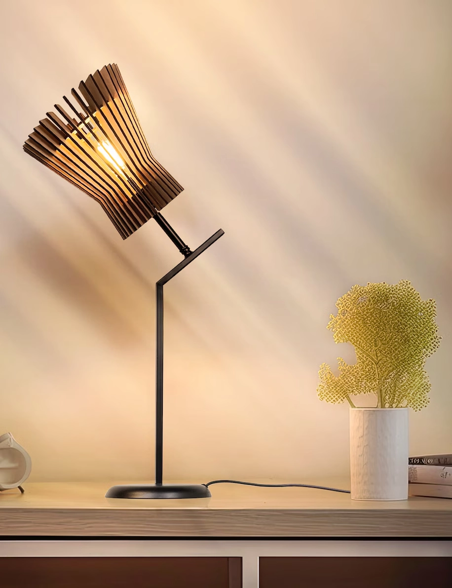 TL SR 43, Mid-Century Wooden Desk Lamp – Bedside & Table Lighting by Krafted Kingdom