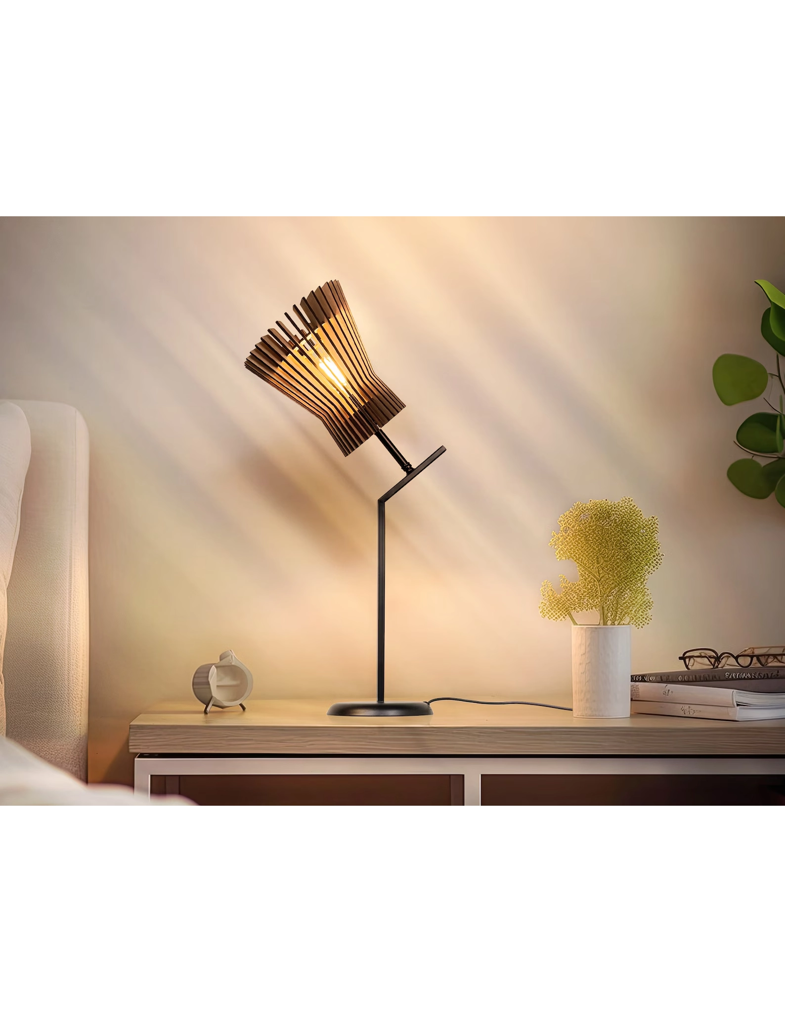 TL SR 43, Mid-Century Wooden Desk Lamp – Bedside & Table Lighting by Krafted Kingdom - Image 2