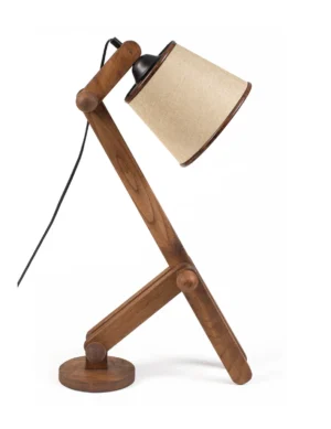 TL SR 47, Krafted Kingdom Walnut Wood Table Lamp – Handmade Rustic Decor with Jute Shade