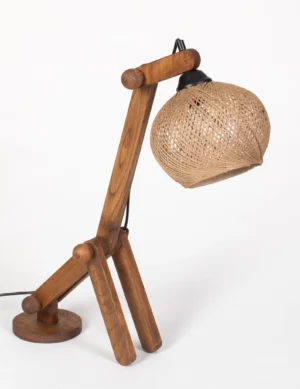 TL SR 48, Krafted Kingdom Handmade Wooden Desk Lamp – Rope Shade, Gift Idea