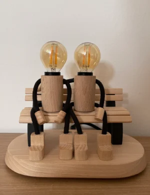 TL SR 59, Handmade Beech Wood Love Lamp – Couple on Bench Light – Unique Wedding or Anniversary Gift