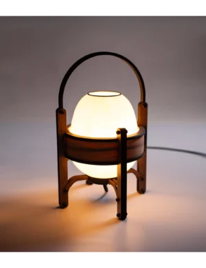 TL Sr 65, Rin Walnut Table & Floor Lamp – Handmade Ambient Bookshelf Lamp for Modern Homes