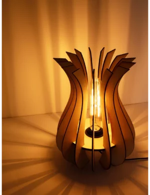 TL SR 7, Handmade Wooden Flower Table Lamp – Birch Accent Light