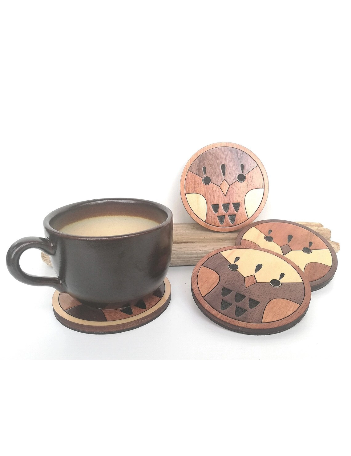 Round Wooden Bird Coaster Set – Nature Inspired Table Decor by Krafted Kingdom
