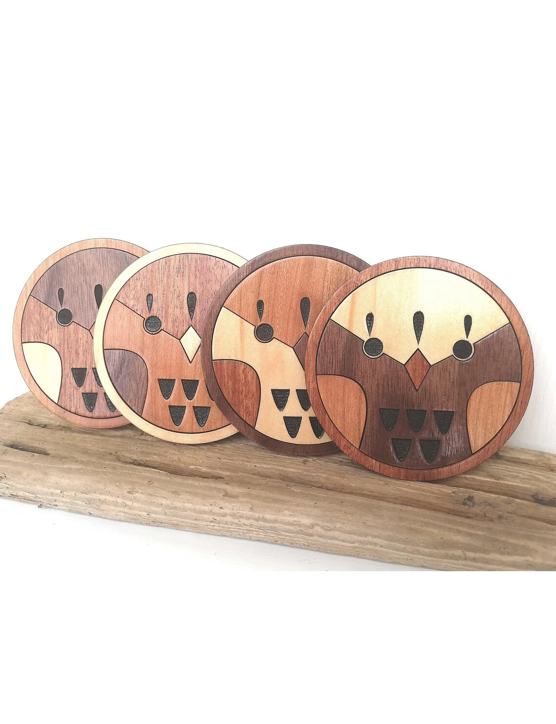 Round Wooden Bird Coaster Set – Nature Inspired Table Decor by Krafted Kingdom - Image 3