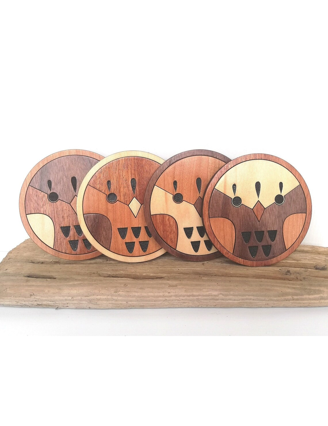 Round Wooden Bird Coaster Set – Nature Inspired Table Decor by Krafted Kingdom - Image 4