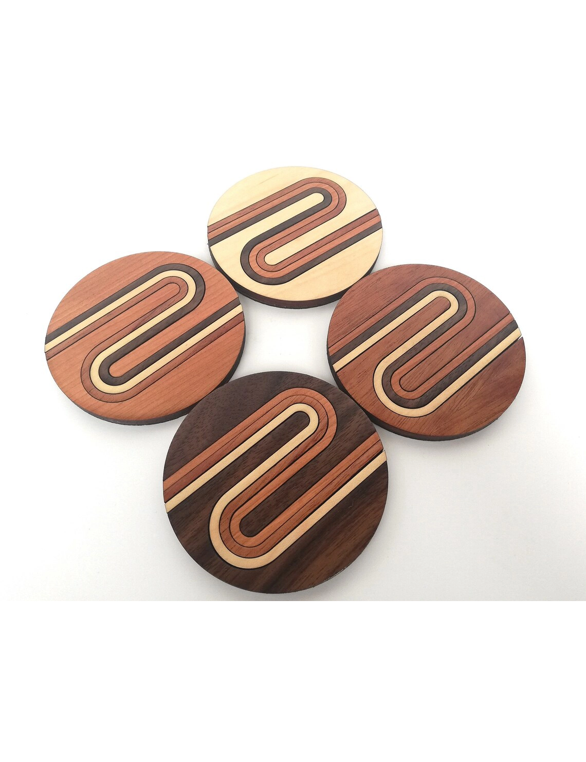 Modern Inlay Geometric Wooden Coasters Set by Krafted Kingdom - Image 5