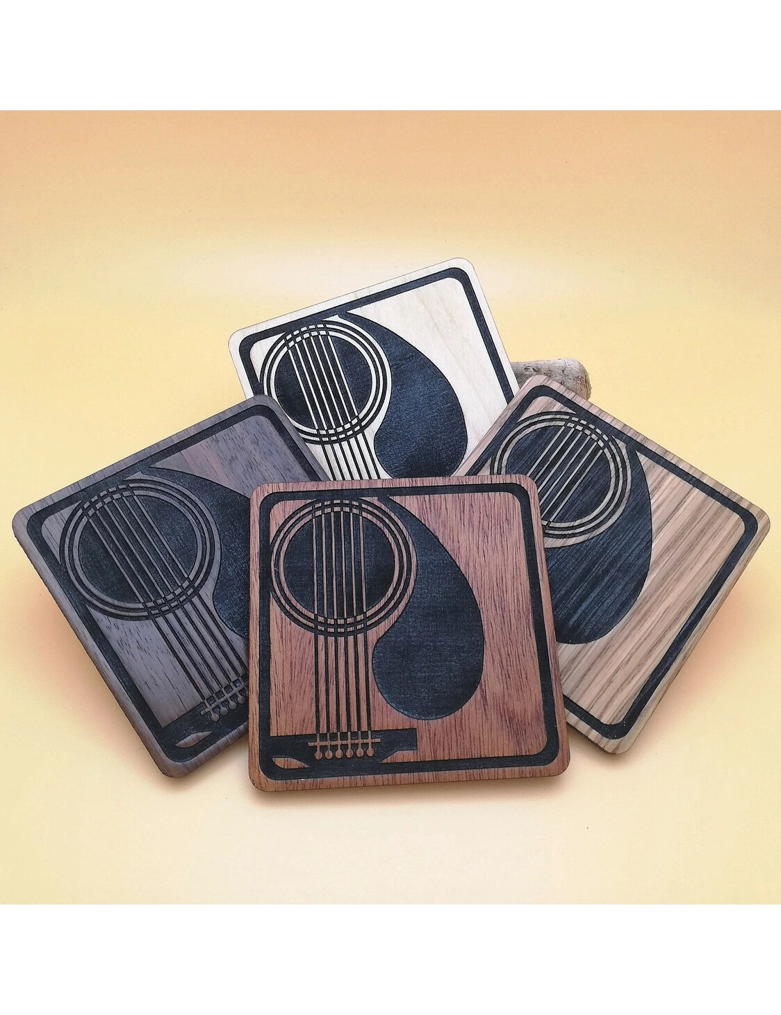 Engraved Wooden Coaster Set – Music Lover Gift Idea (Set of 4) by Krafted Kingdom - Image 5
