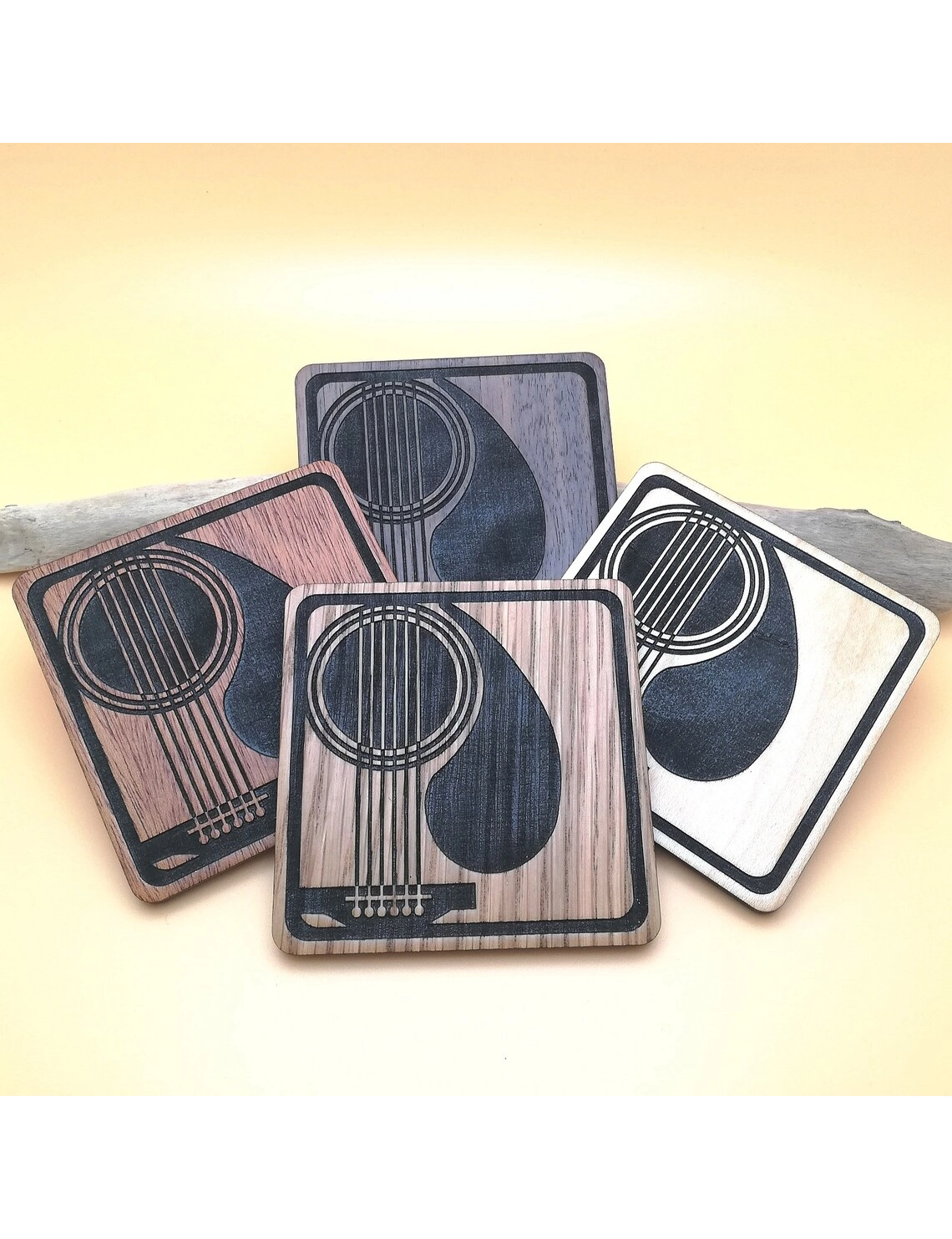 Engraved Wooden Coaster Set – Music Lover Gift Idea (Set of 4) by Krafted Kingdom - Image 4