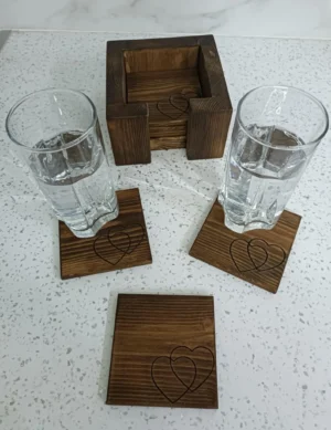 Set of 6 Handmade Wooden Coasters with Gift Box – Rustic Drink Coasters by Krafted Kingdom