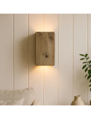 Handmade Modern Reclaimed Oak Wall Light – Double Sconce Wooden Lamp by Krafted Kingdom