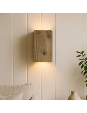 Handmade Modern Reclaimed Oak Wall Light – Double Sconce Wooden Lamp by Krafted Kingdom