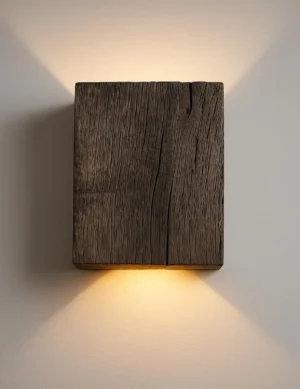 Handmade Reclaimed Wood Wall Sconce – Double Oak Lamp with Cable by Krafted Kingdom