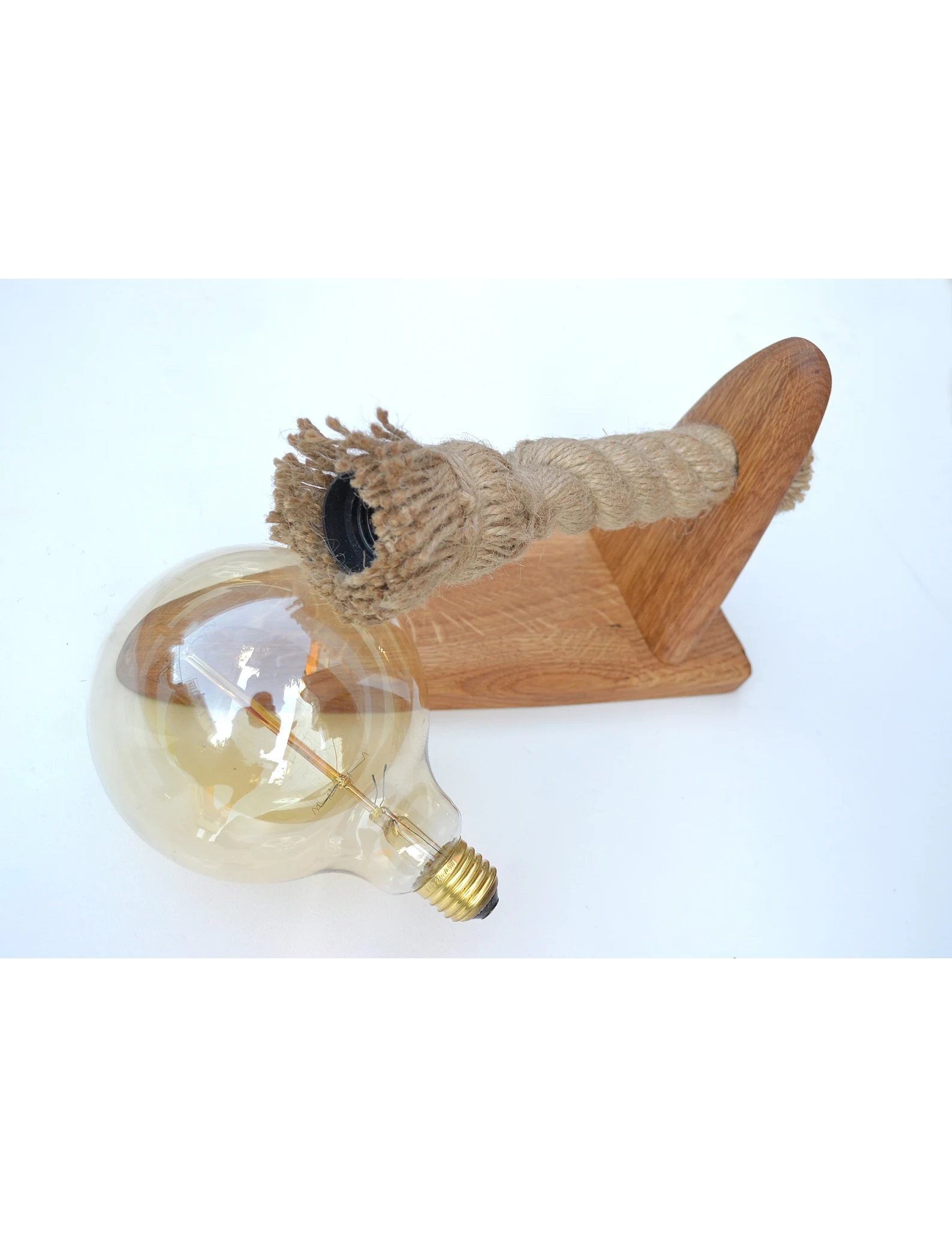 Handmade Rustic Oak Wall Light with Rope – Vintage Wooden Sconce by Krafted Kingdom - Image 4