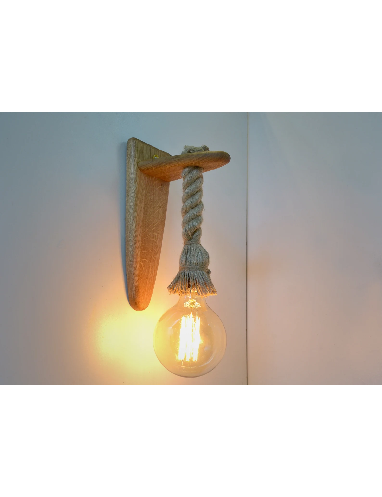 Handmade Rustic Oak Wall Light with Rope – Vintage Wooden Sconce by Krafted Kingdom - Image 2