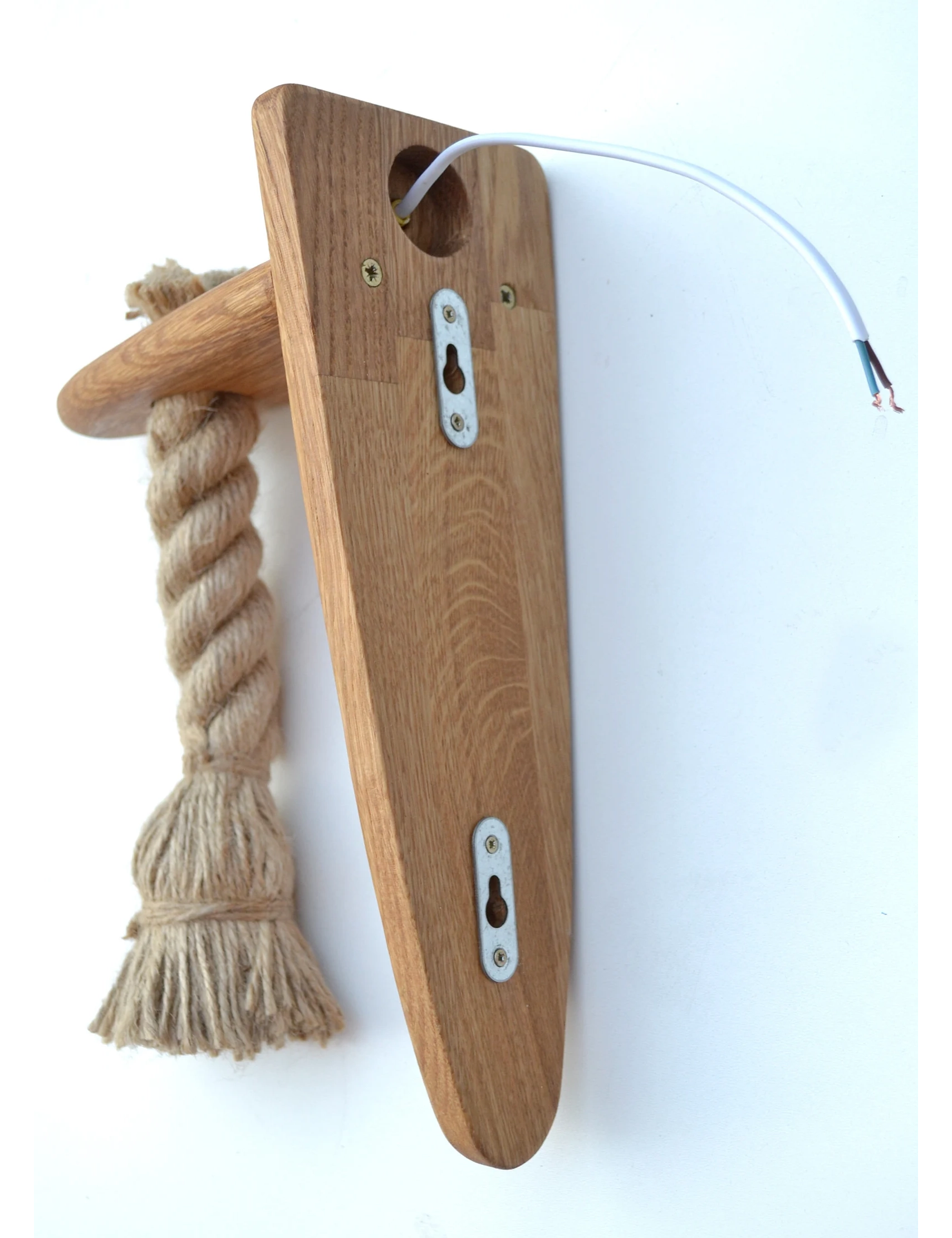 Handmade Rustic Oak Wall Light with Rope – Vintage Wooden Sconce by Krafted Kingdom - Image 6