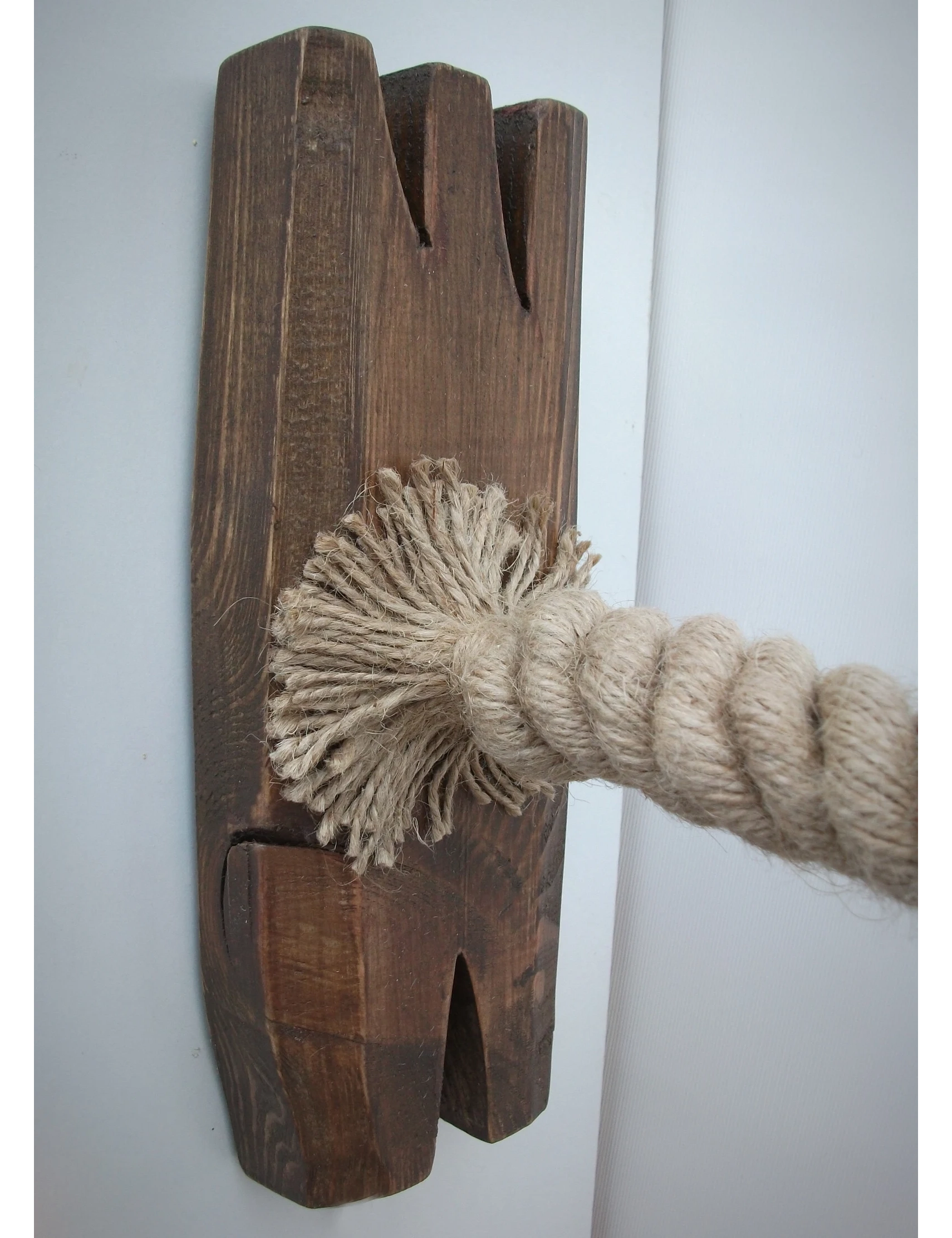 Handmade Rope & Aged Wood Wall Sconce – Vintage Wooden Fixture by Krafted Kingdom - Image 6