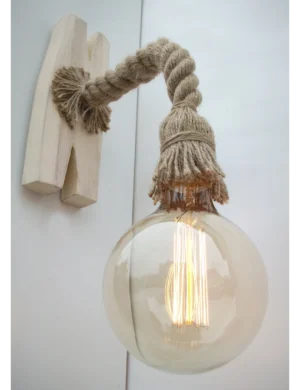 Handmade Rope & Aged Wood Wall Light – Wooden Sconce by Krafted Kingdom