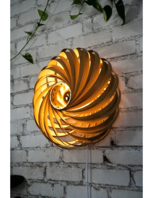 Handmade Designer Oak Wood Wall Light – Spiral Lamp by Krafted Kingdom