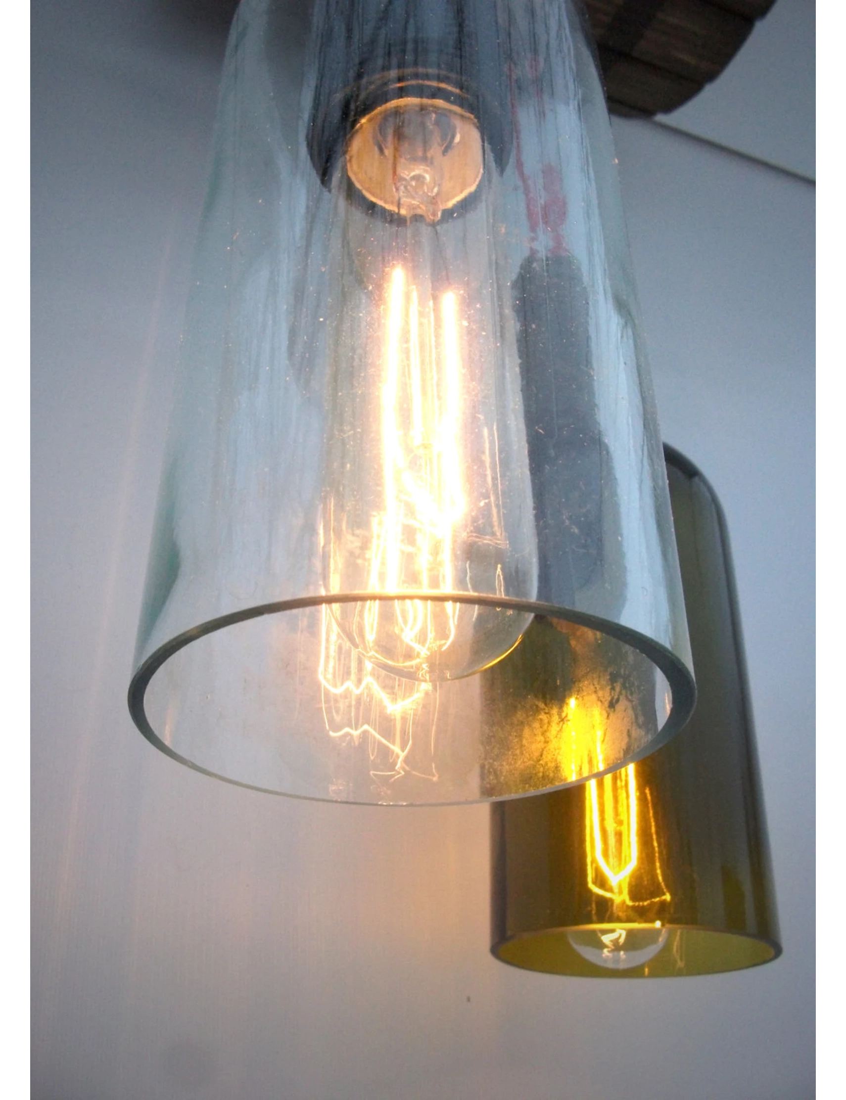 Handmade Ceiling Lamp with Wine Bottle Shades & Barrel Base by Krafted Kingdom - Image 4