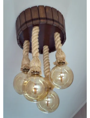 Handmade Barrel Chandelier with Jute Ropes – Rustic Ceiling Light by Krafted Kingdom